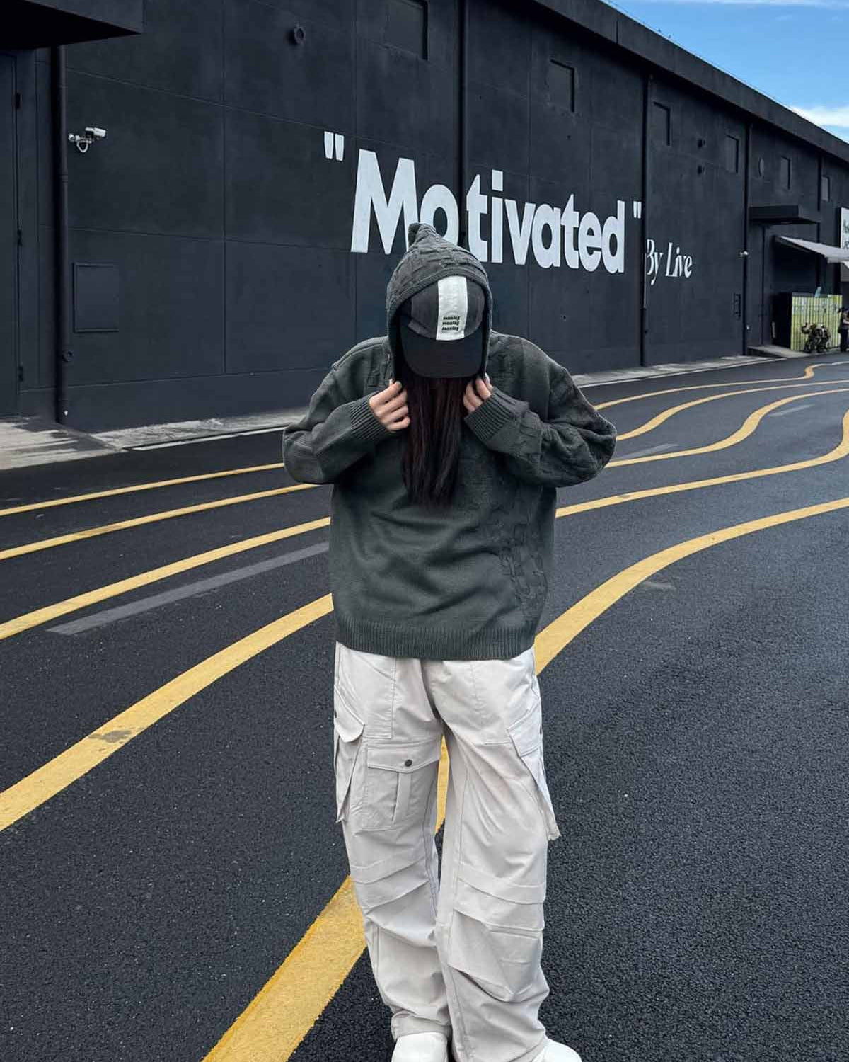 Asymmetric Knit Hooded Sweater-Hoodies-Grimstrike