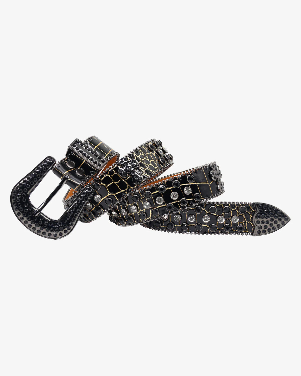 Cracked Diamond Inlaid Punk Belt-belt-Grimstrike