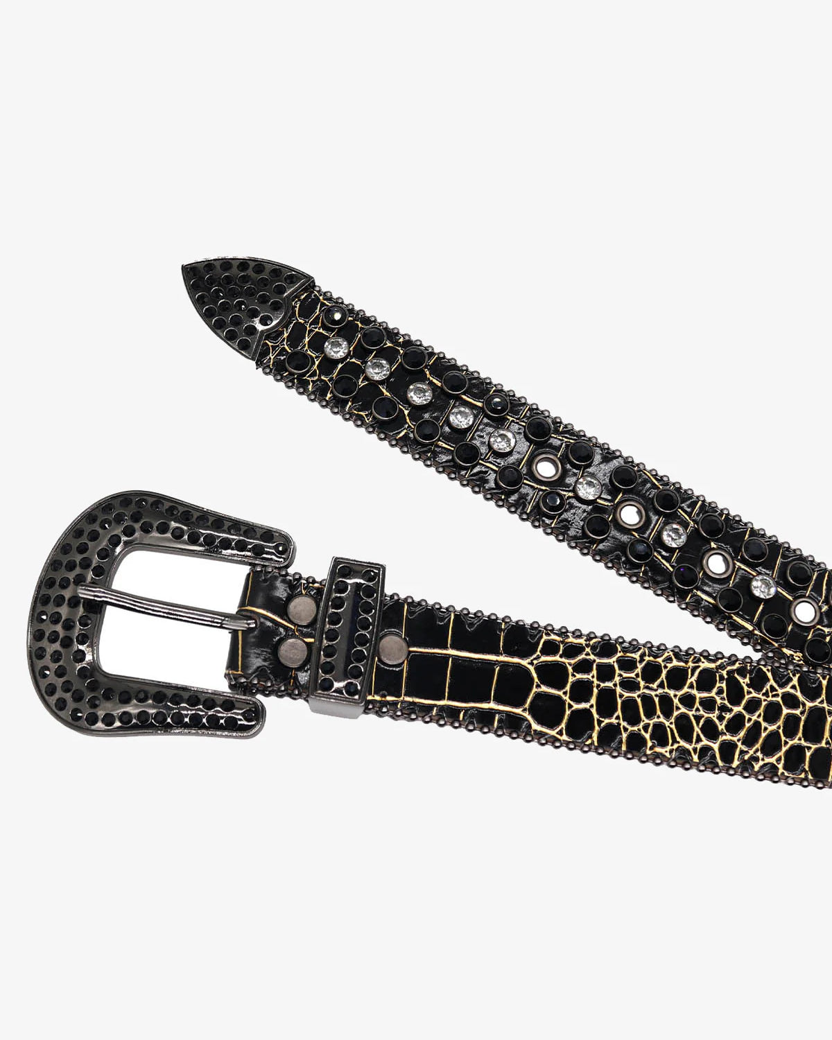 Cracked Diamond Inlaid Punk Belt-belt-Grimstrike
