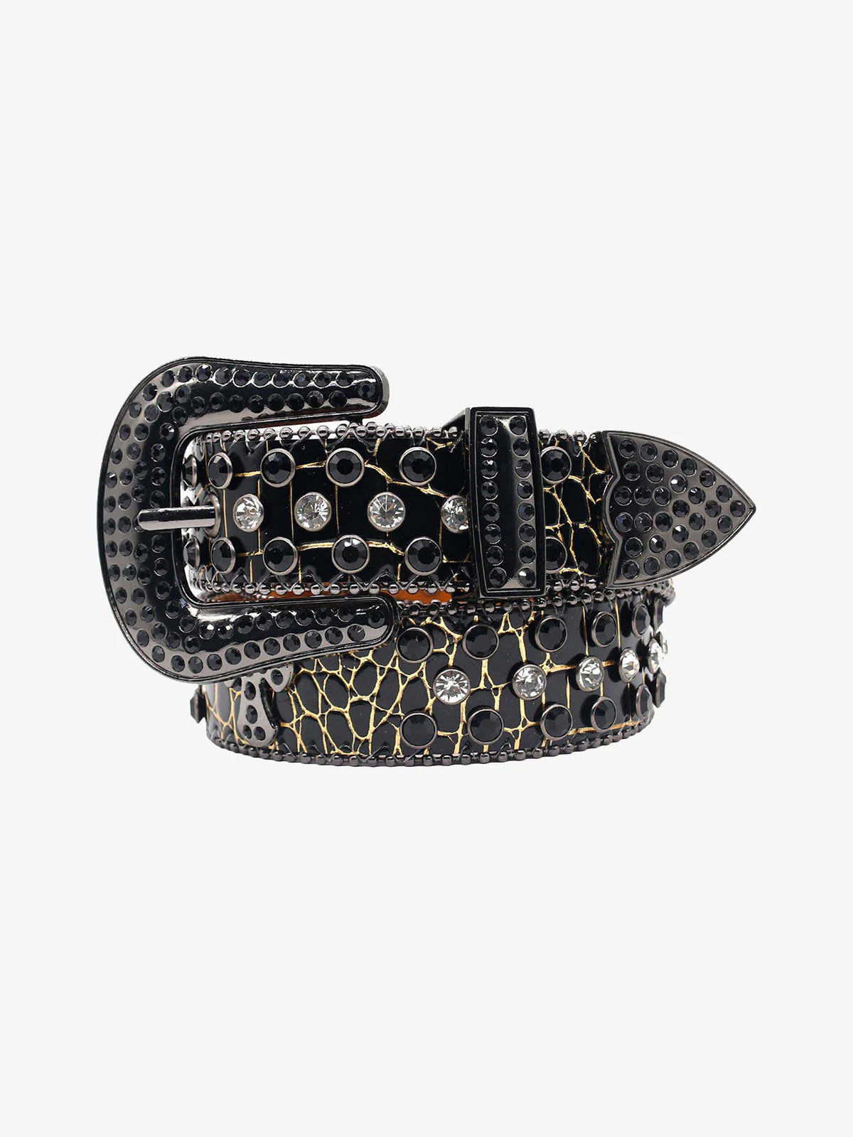 Cracked Diamond Inlaid Punk Belt-belt-Grimstrike