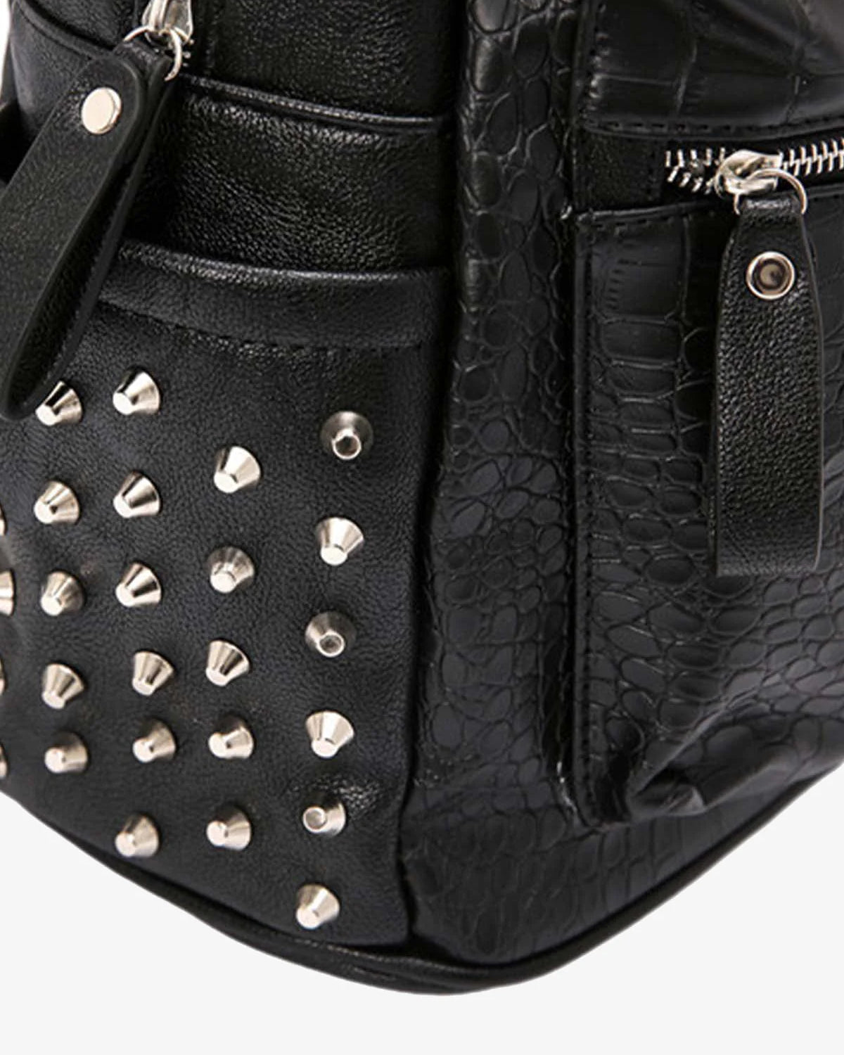 Croc Texture Studded Backpack-bags-Grimstrike