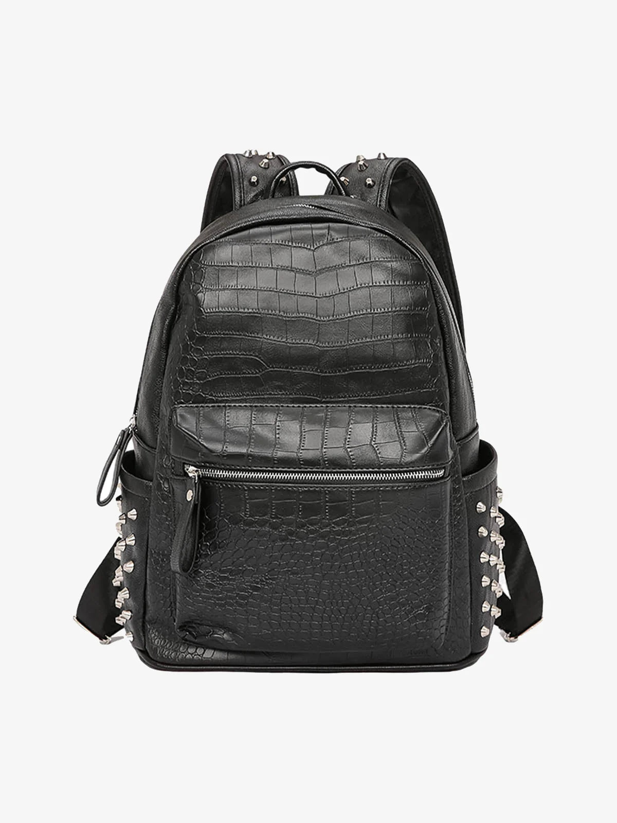 Croc Texture Studded Backpack-bags-Grimstrike