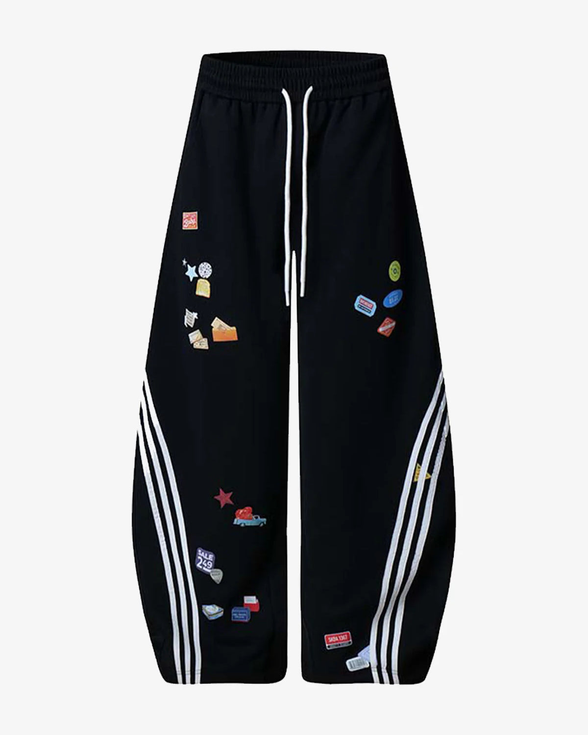 Curved Stripe Barrel Sweatpants-pants-Grimstrike