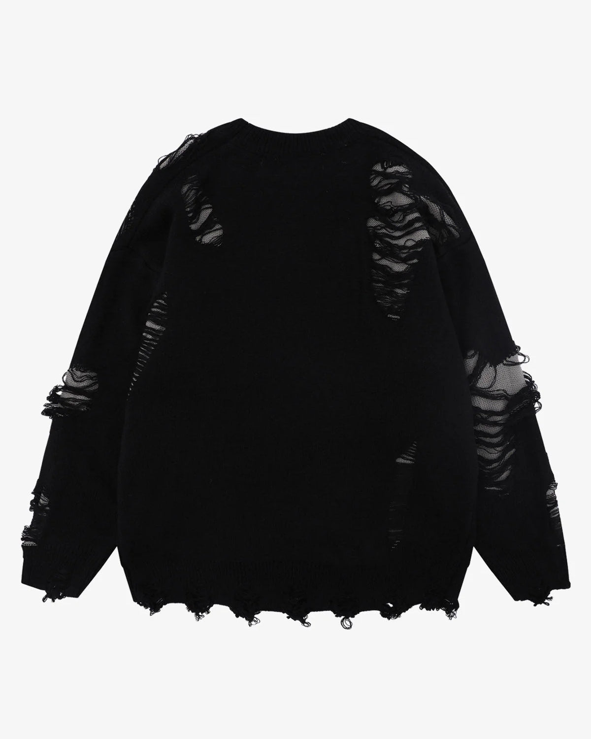 Distressed Letter Jacquard Knit Sweater-sweater-Grimstrike
