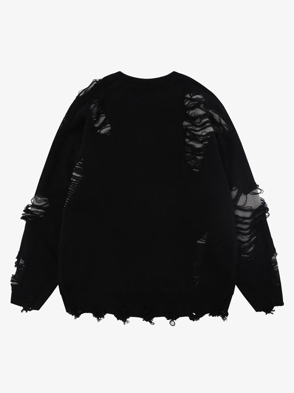 Distressed Letter Jacquard Knit Sweater-sweater-Grimstrike