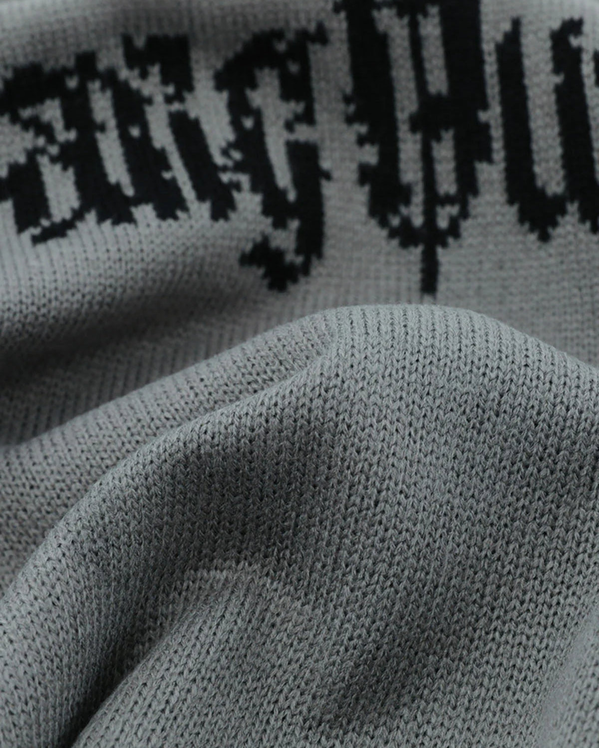 Distressed Letter Jacquard Knit Sweater-sweater-Grimstrike