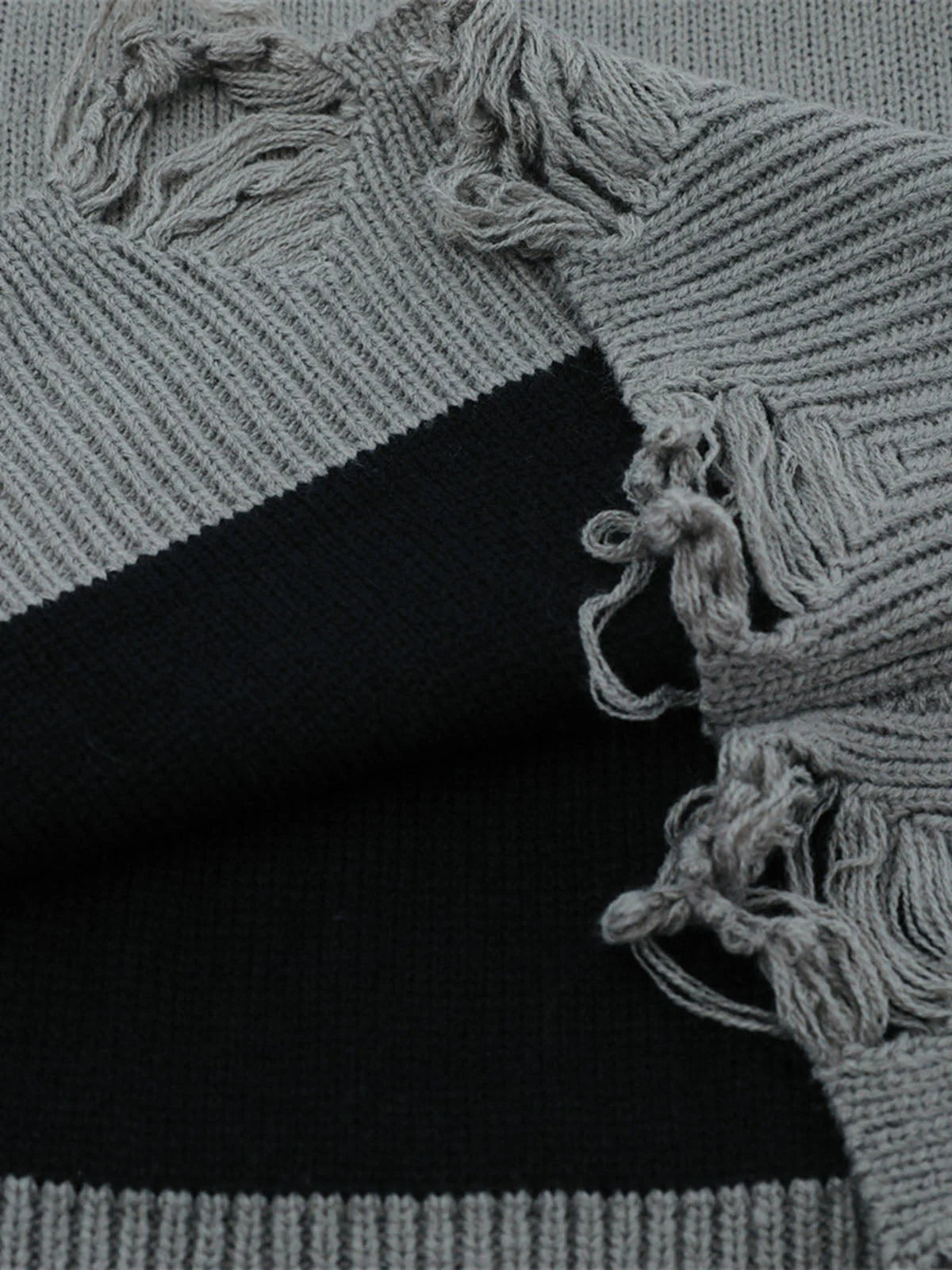 Distressed Letter Jacquard Knit Sweater-sweater-Grimstrike