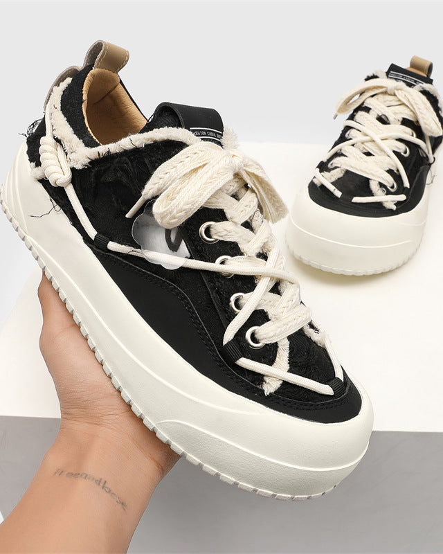 Distressed Low-Top Platform Shoes-shoes-Grimstrike