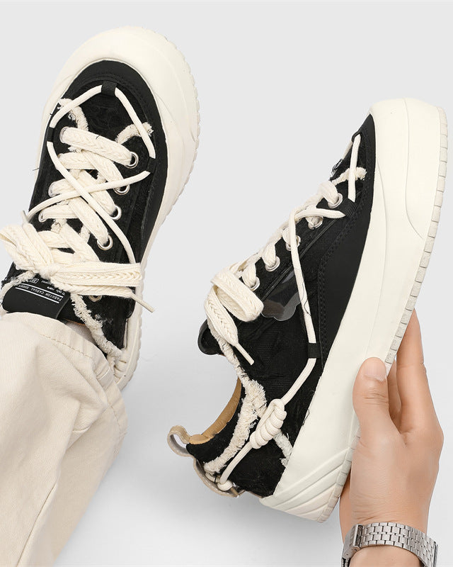 Distressed Low-Top Platform Shoes-shoes-Grimstrike