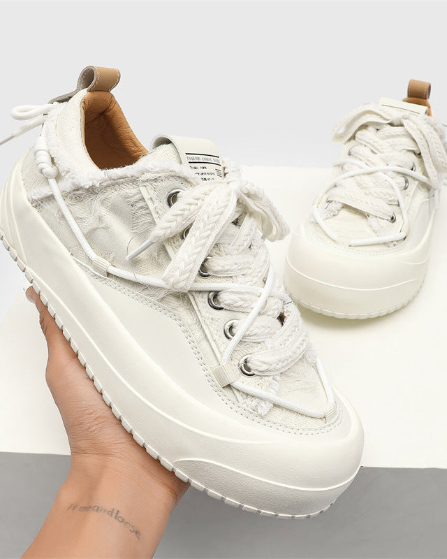 Distressed Low-Top Platform Shoes-shoes-Grimstrike