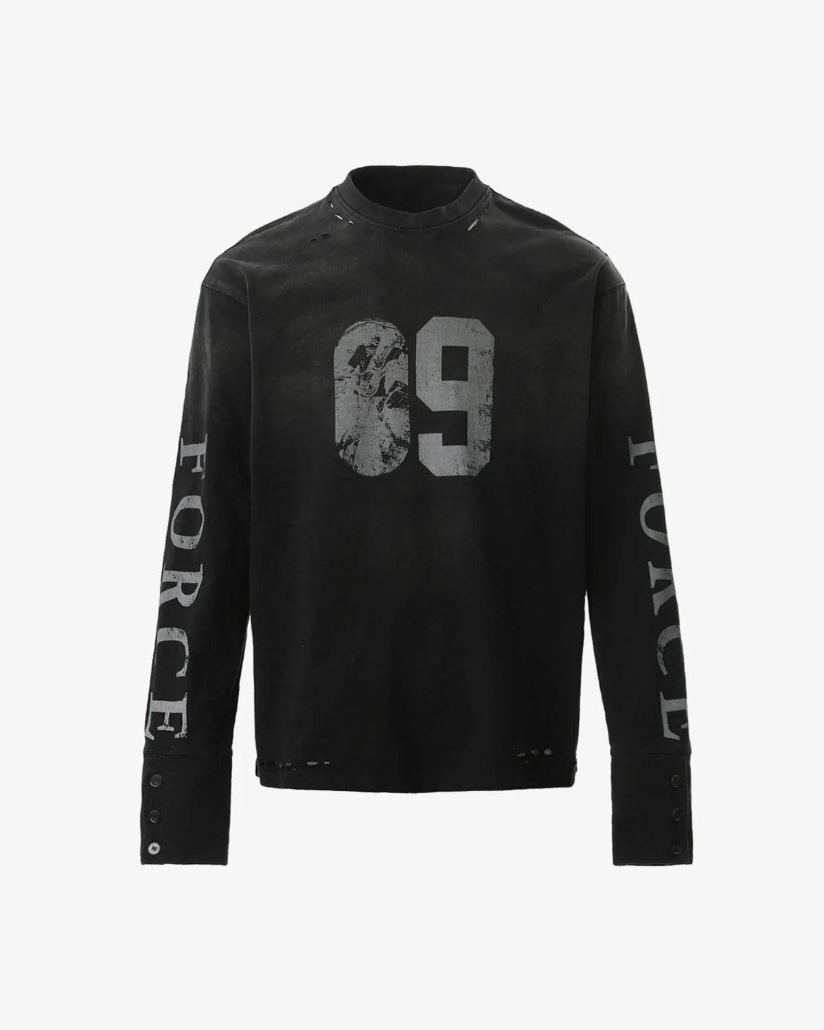 Distressed Number 09 Long Sleeve T Shirt-Shirts-Grimstrike