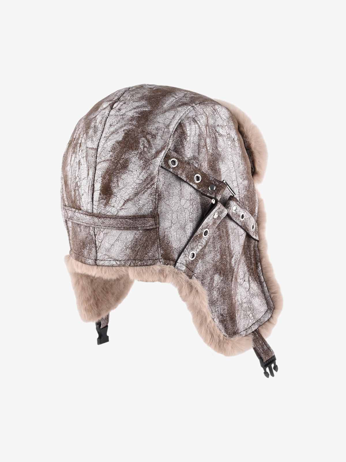 Faux Leather Fur-Lined Trapper Hat-Hats-Grimstrike