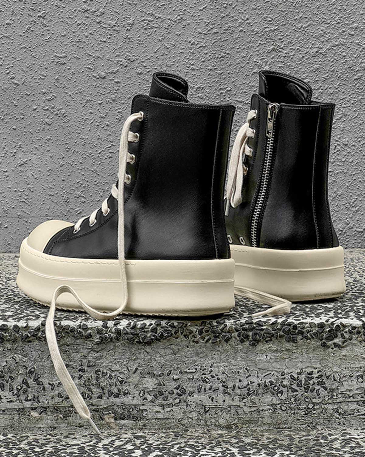 High-Top Platform Streetwear Sneakers with chunky platform soles and unique wrapped lace design, perfect for modern streetwear and bold fashion statements.