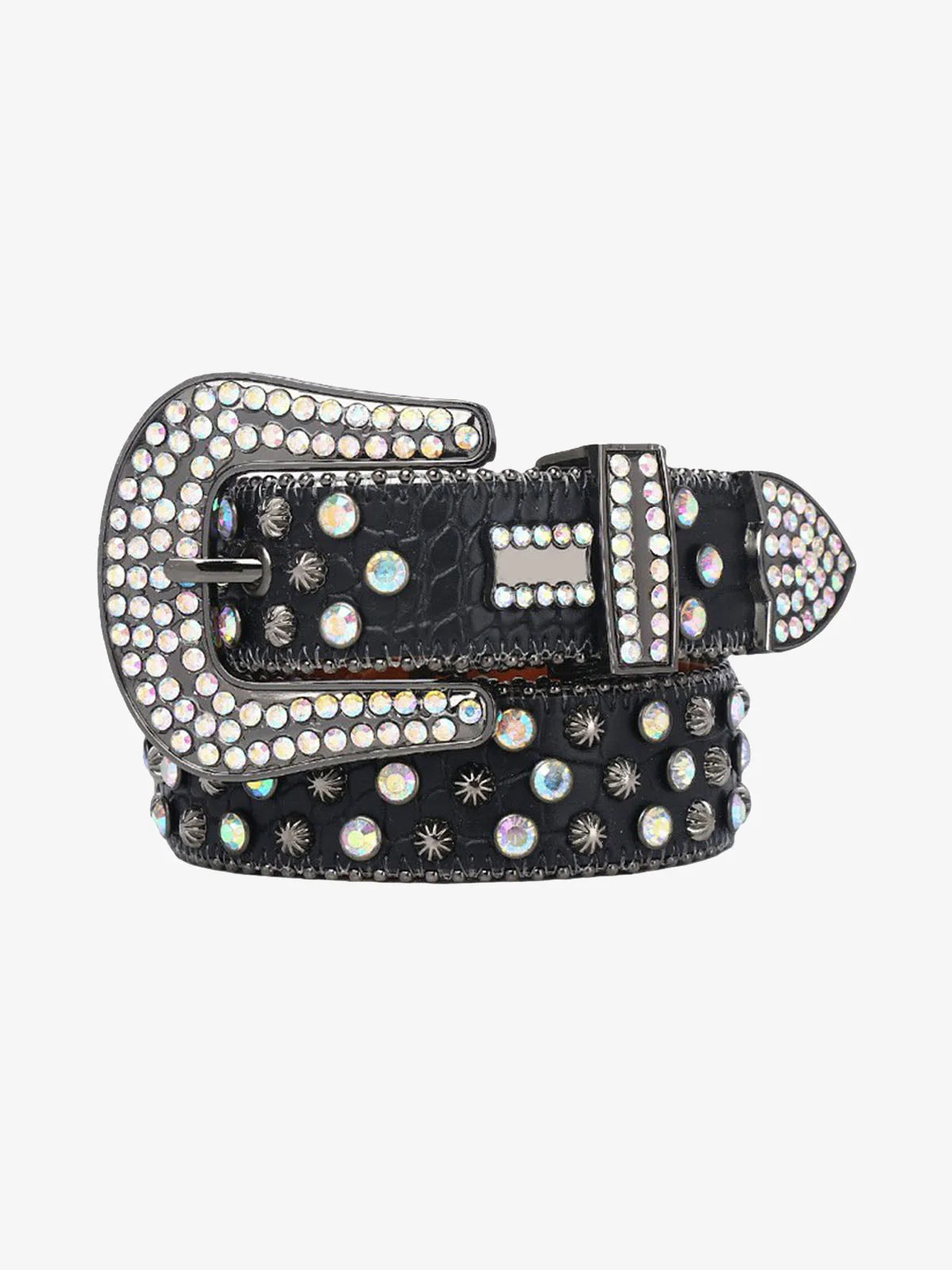 Metal Studded Black Leather Belt-belt-Grimstrike