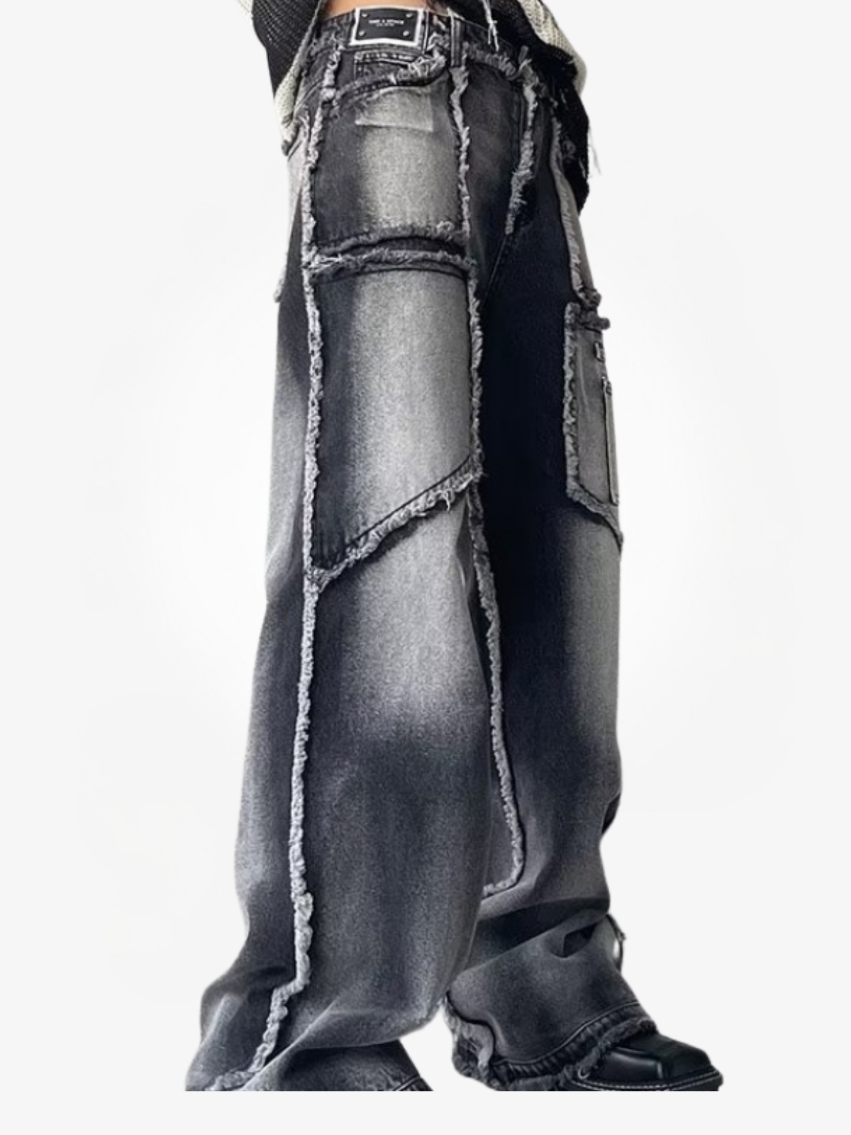 Panel Seam Wide-Leg Jeans-Jeans-Grimstrike