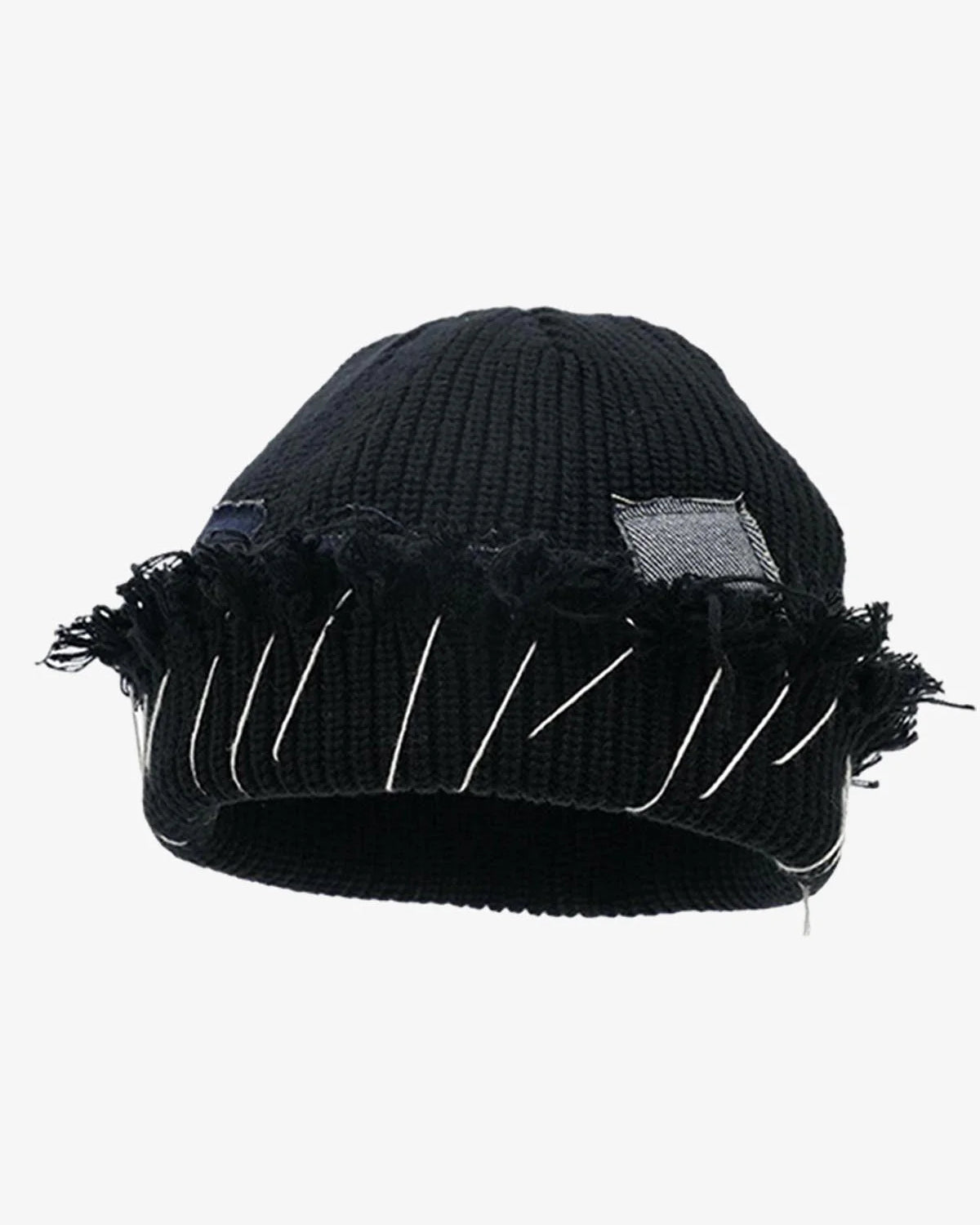 Patchwork Distressed Beanie Hat-Hats-Grimstrike