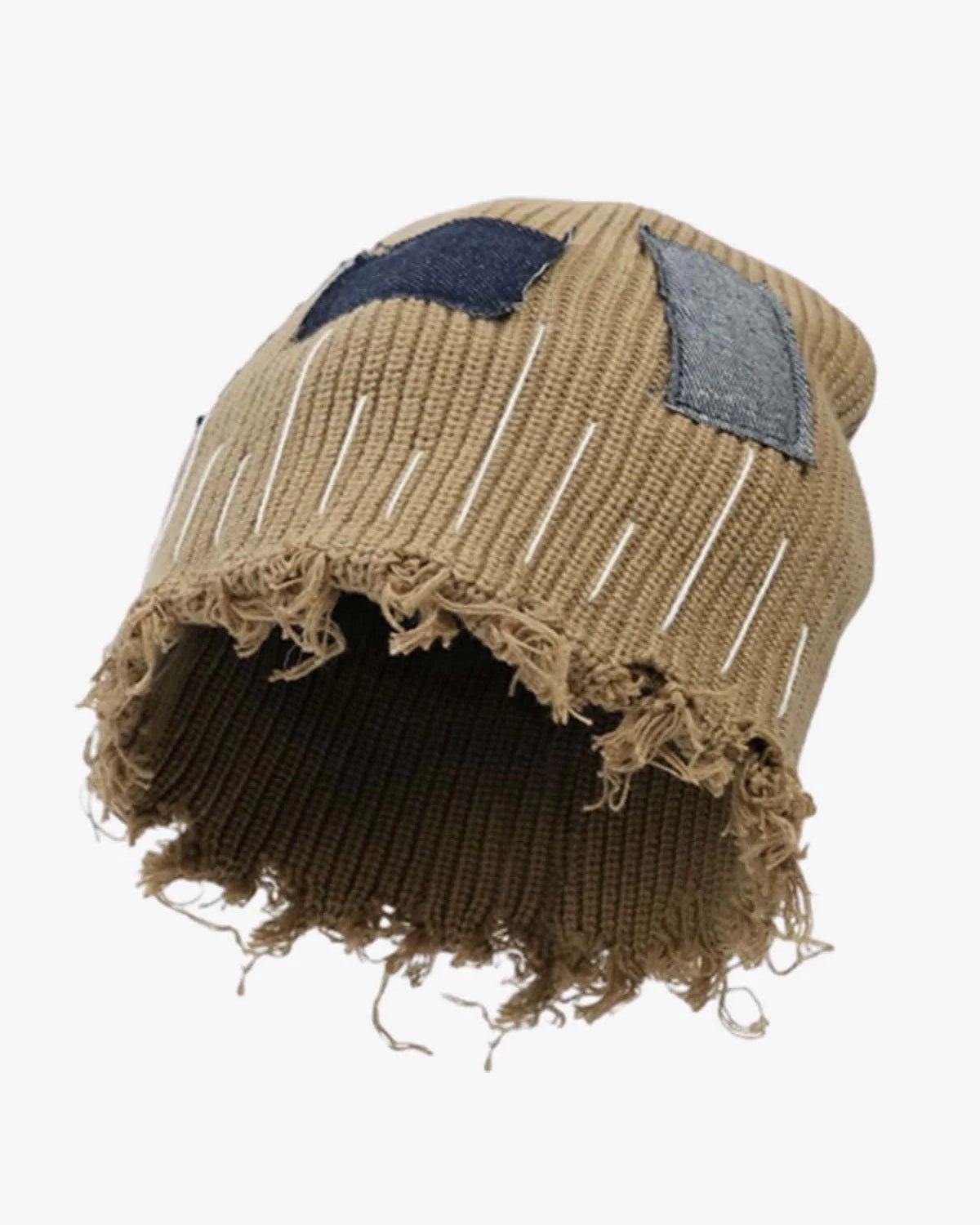 Patchwork Distressed Beanie Hat-Hats-Grimstrike