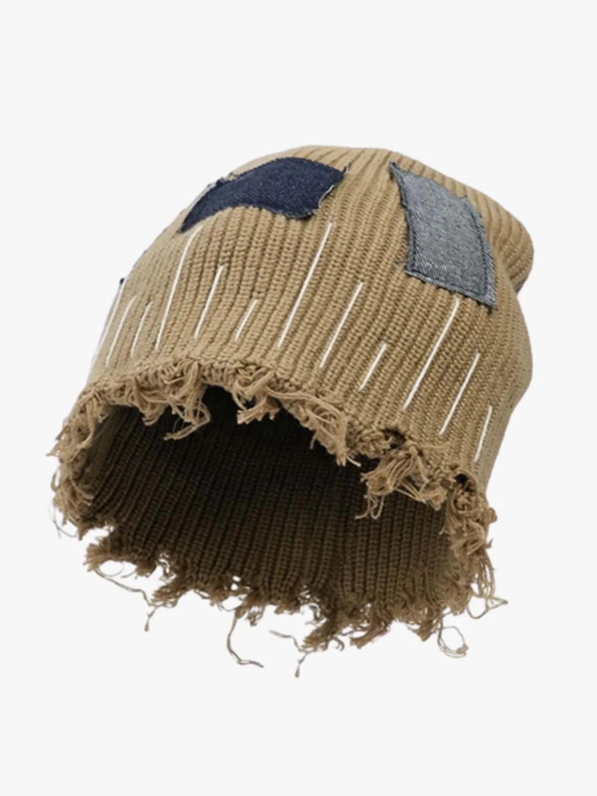 Patchwork Distressed Beanie Hat-Hats-Grimstrike