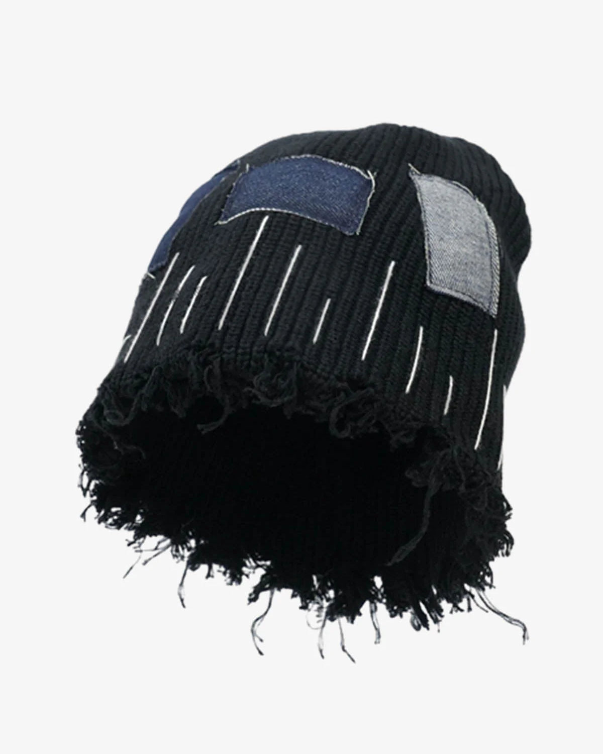 Patchwork Distressed Beanie Hat-Hats-Grimstrike