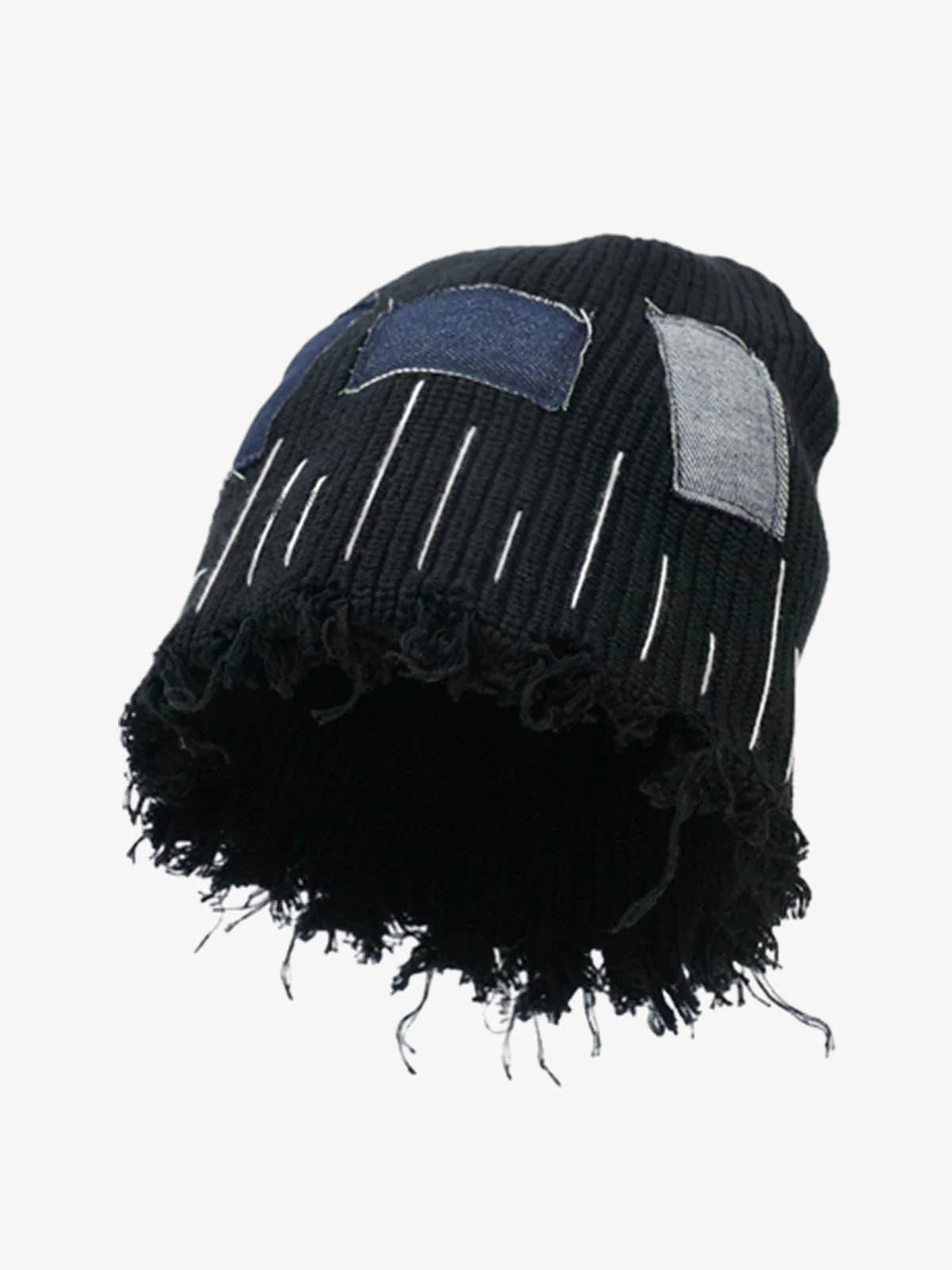Patchwork Distressed Beanie Hat-Hats-Grimstrike