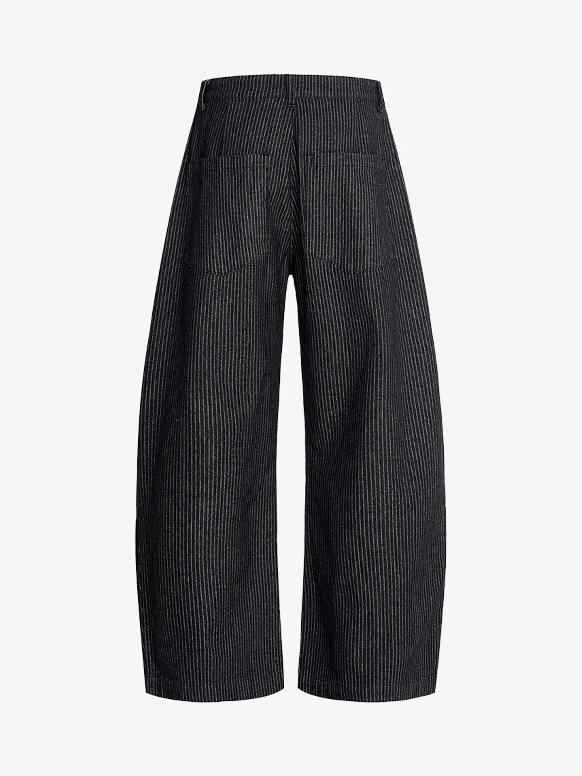 Pinstripe Pleated Wide-Leg Barrel Pants-Jeans-Grimstrike