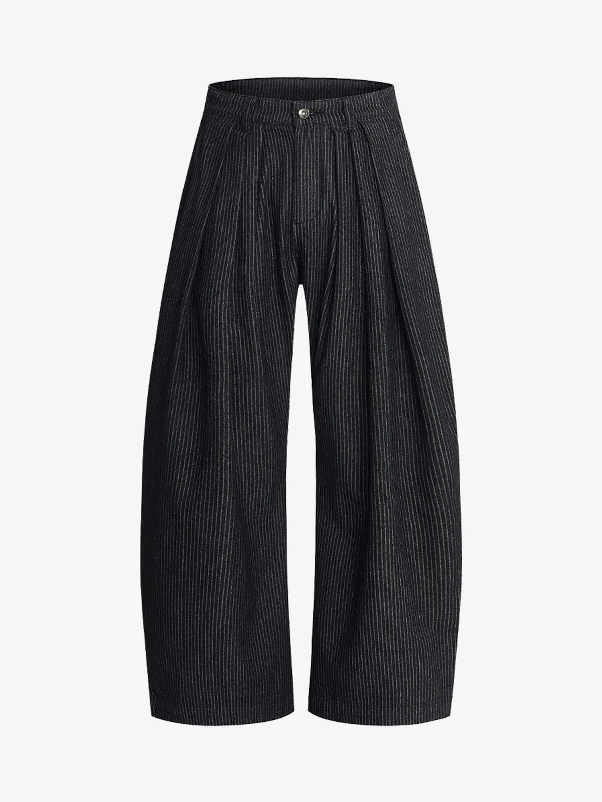 Pinstripe Pleated Wide-Leg Barrel Pants-Jeans-Grimstrike