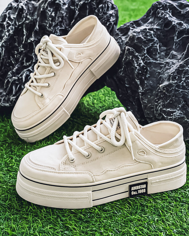 Platform Lace-Up Canvas Shoes-shoes-Grimstrike
