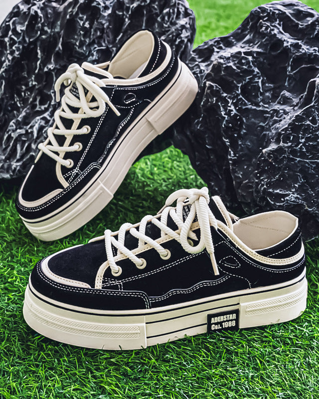 Platform Lace-Up Canvas Shoes-shoes-Grimstrike