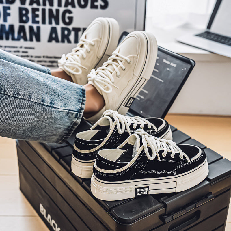 Platform Lace-Up Canvas Shoes-shoes-Grimstrike