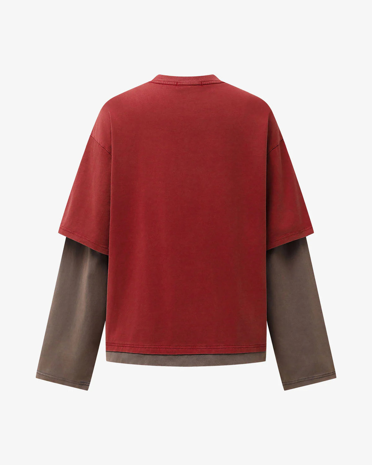 Retro Graphic Layered Streetwear T-Shirt with oversized fit, featuring a layered short and long sleeve design, creating a bold streetwear silhouette with vintage appeal.