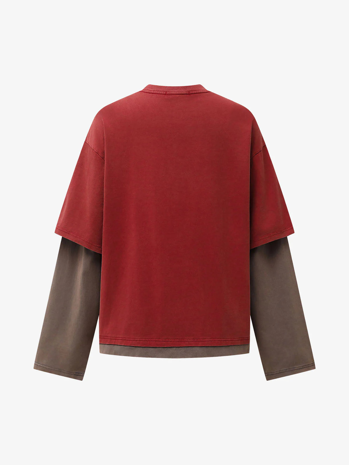 Retro Graphic Layered Streetwear T-Shirt with oversized fit, featuring a layered short and long sleeve design, creating a bold streetwear silhouette with vintage appeal.