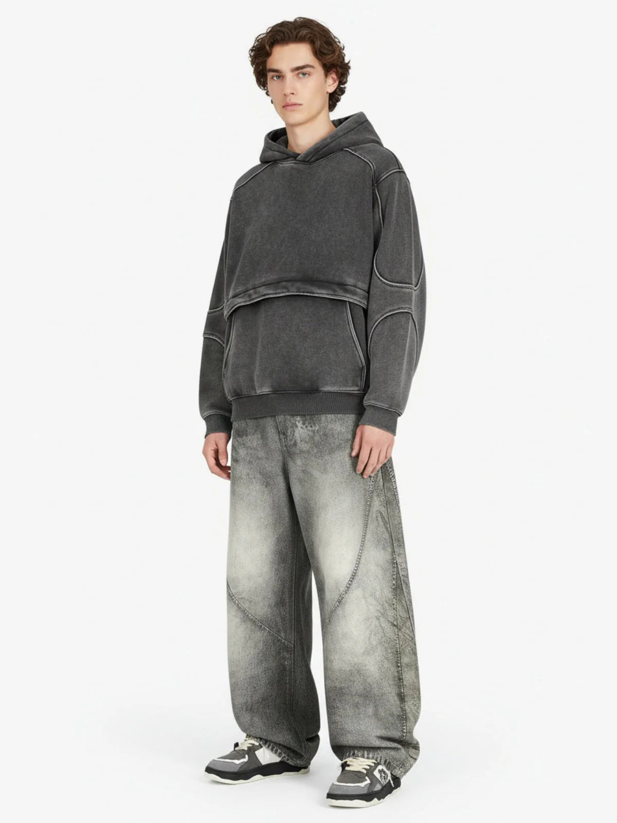 Retro Washed Patchwork Hoodie-Hoodies-Grimstrike