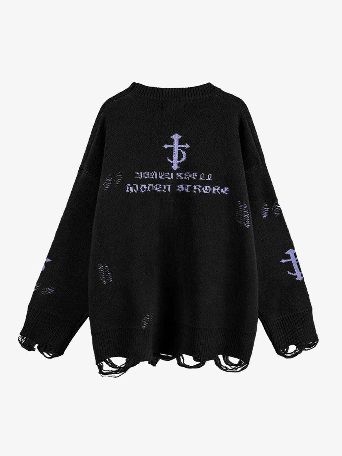 Ripped Tassel Letter Knit Sweater-sweater-Grimstrike