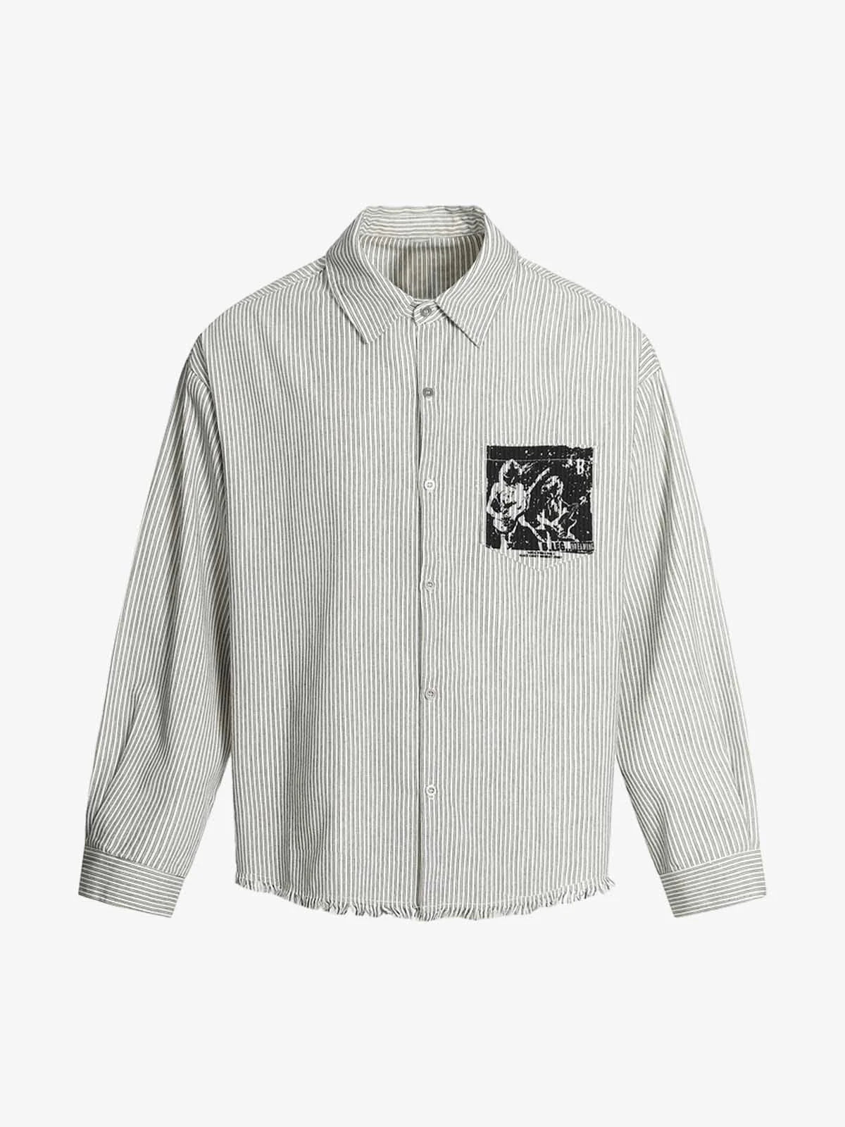 Striped Graphic Long Sleeve Shirt-Shirts-Grimstrike