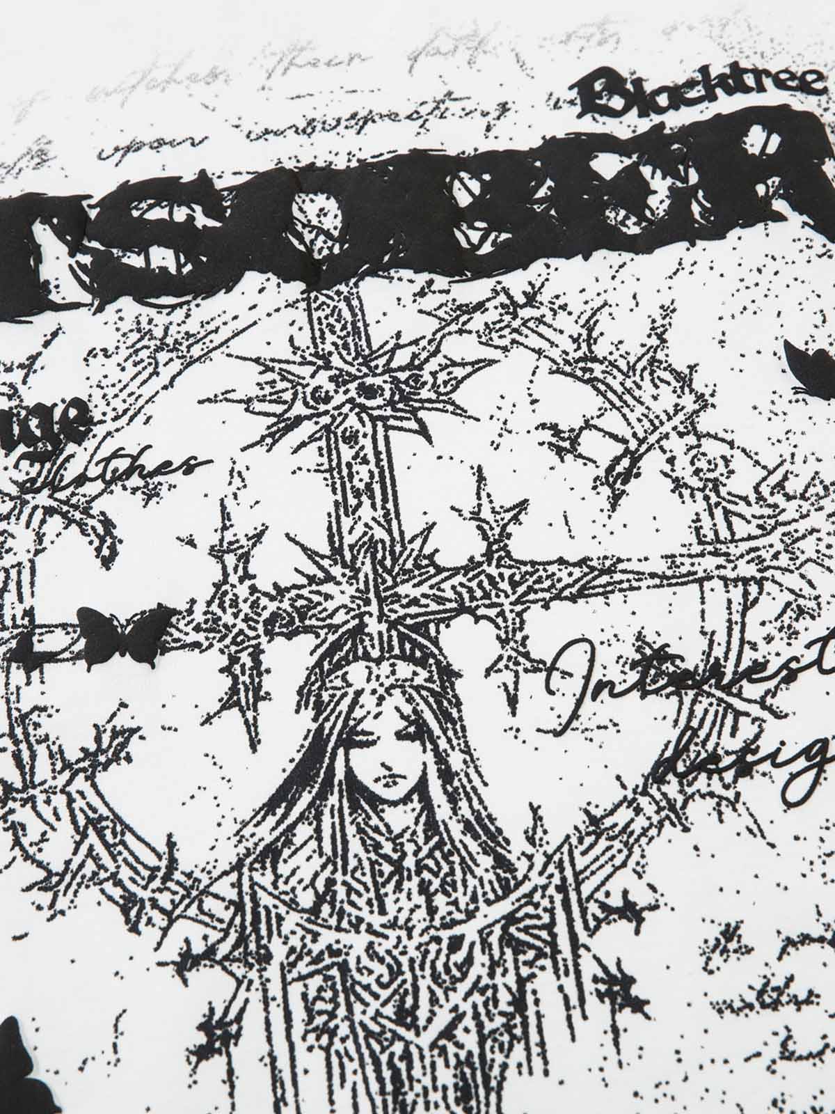 Sword Cross Graphic Long Sleeve T Shirt-Shirts-Grimstrike