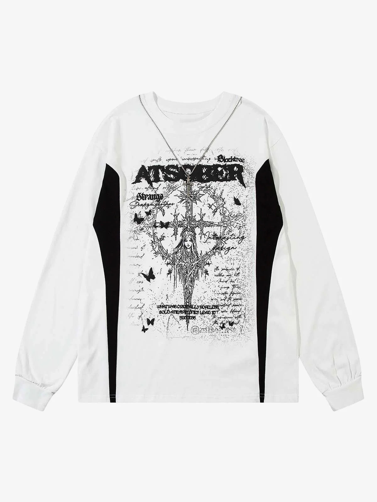 Sword Cross Graphic Long Sleeve T Shirt-Shirts-Grimstrike