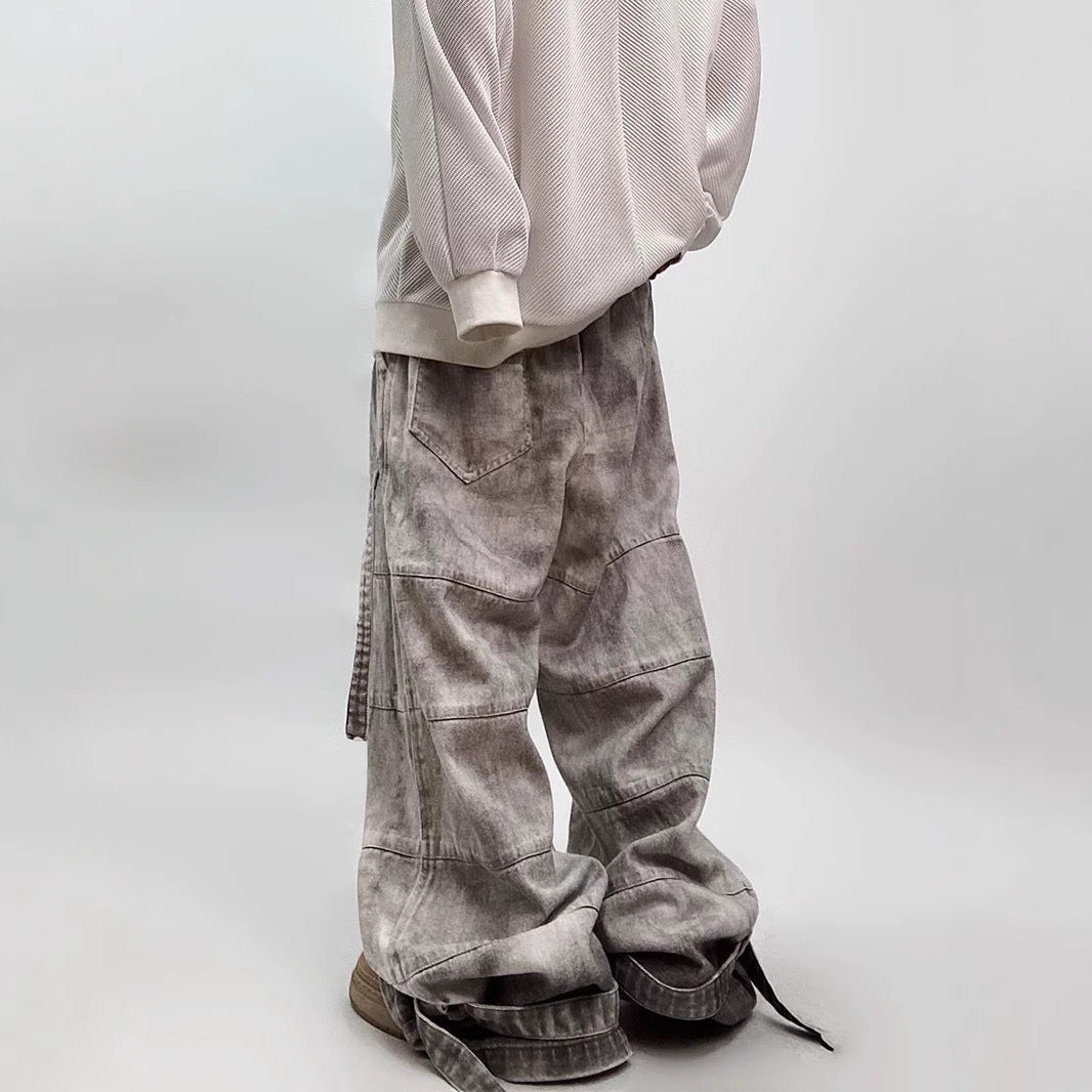 Washed Distressed Wide-Leg Jeans-Jeans-Grimstrike