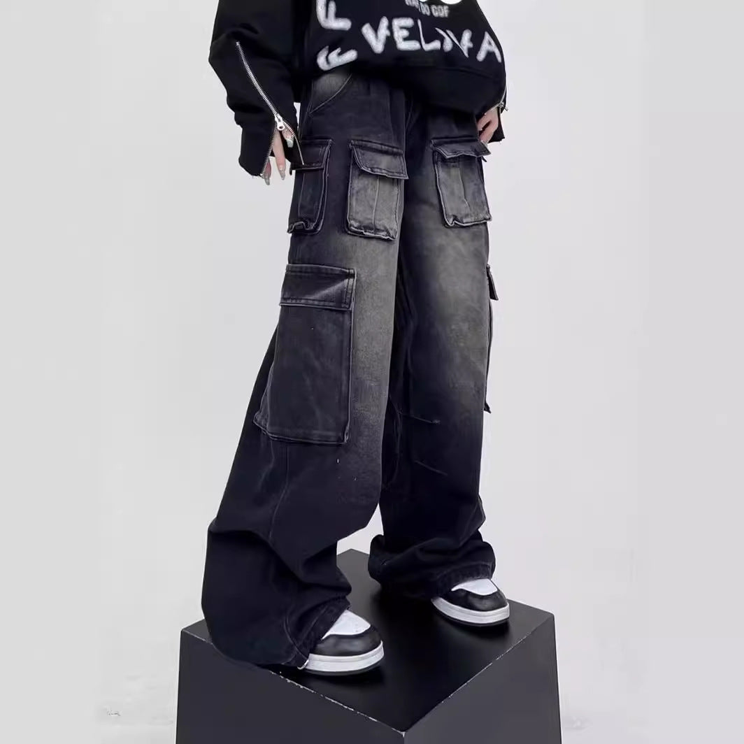 Wide-Leg Cargo Pants-Jeans-Grimstrike