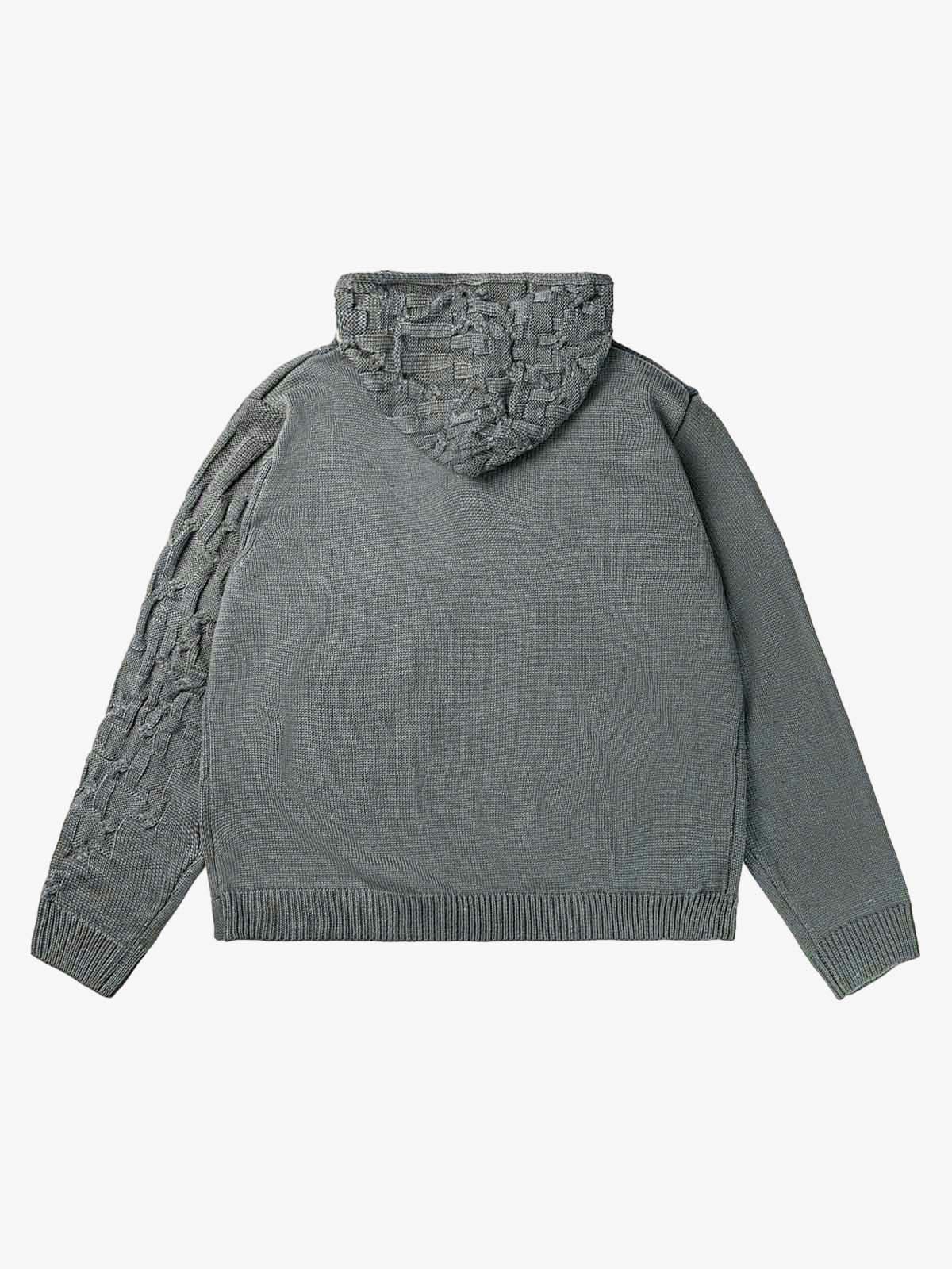 Asymmetric Knit Hooded Sweater-Hoodies-Grimstrike