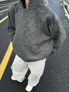 Asymmetric Knit Hooded Sweater-Hoodies-Grimstrike