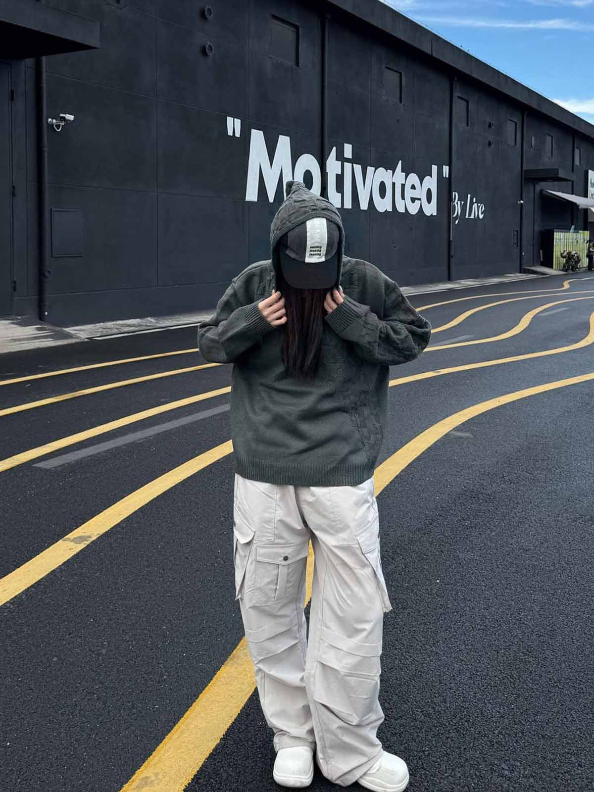 Asymmetric Knit Hooded Sweater-Hoodies-Grimstrike