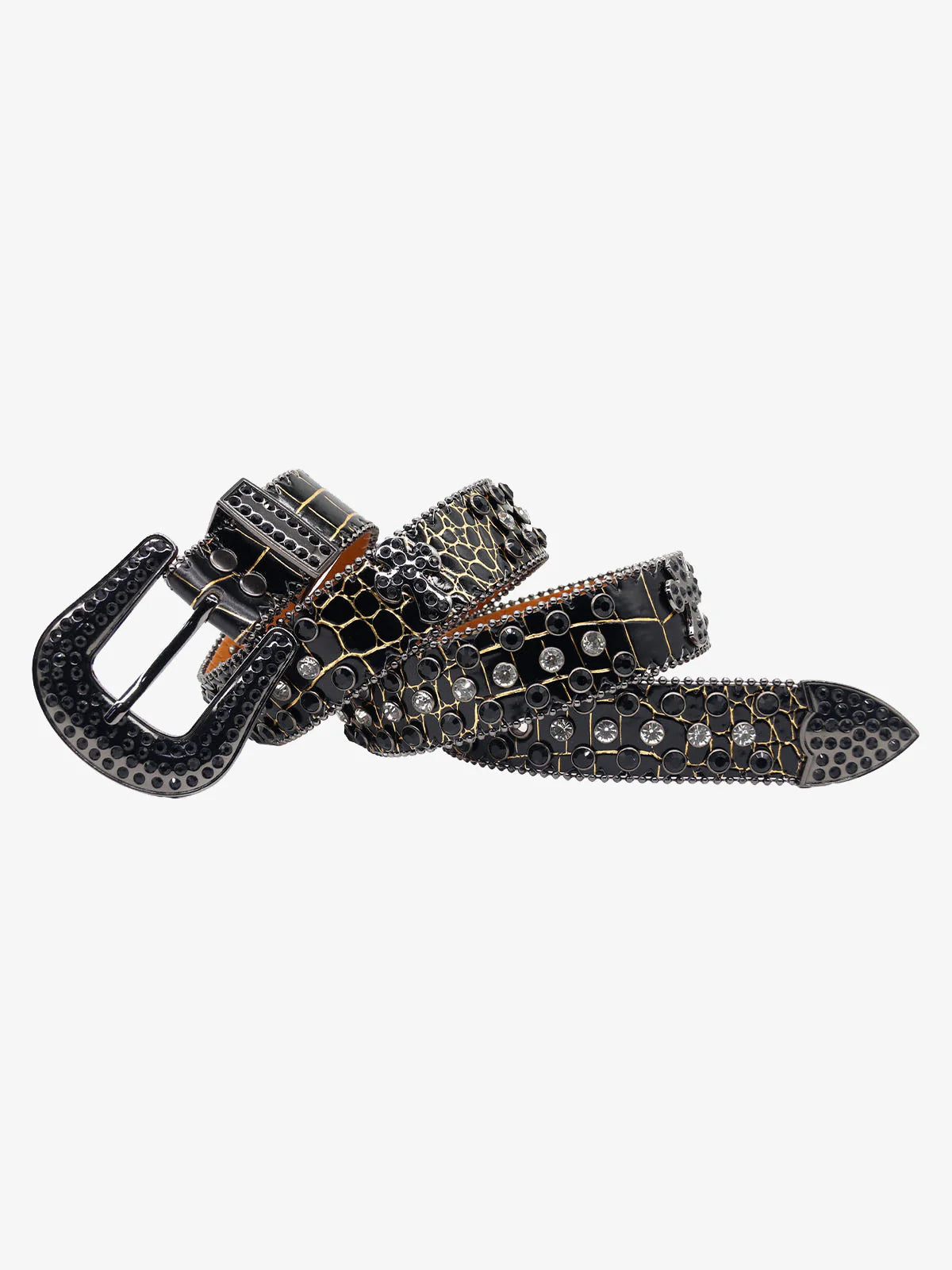 Cracked Diamond Inlaid Punk Belt-belt-Grimstrike
