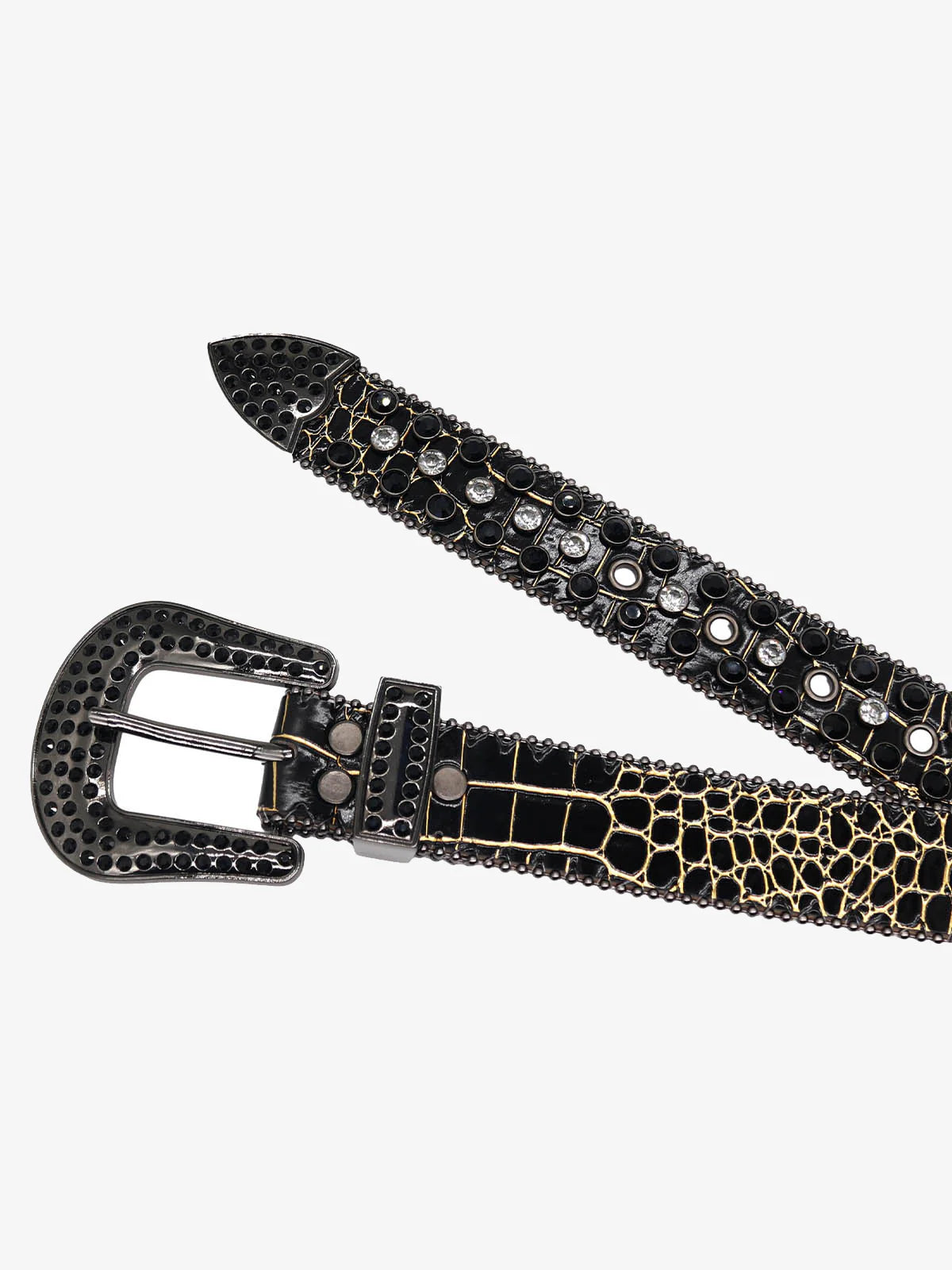 Cracked Diamond Inlaid Punk Belt-belt-Grimstrike