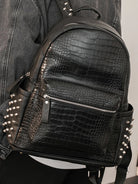 Croc Texture Studded Backpack-bags-Grimstrike