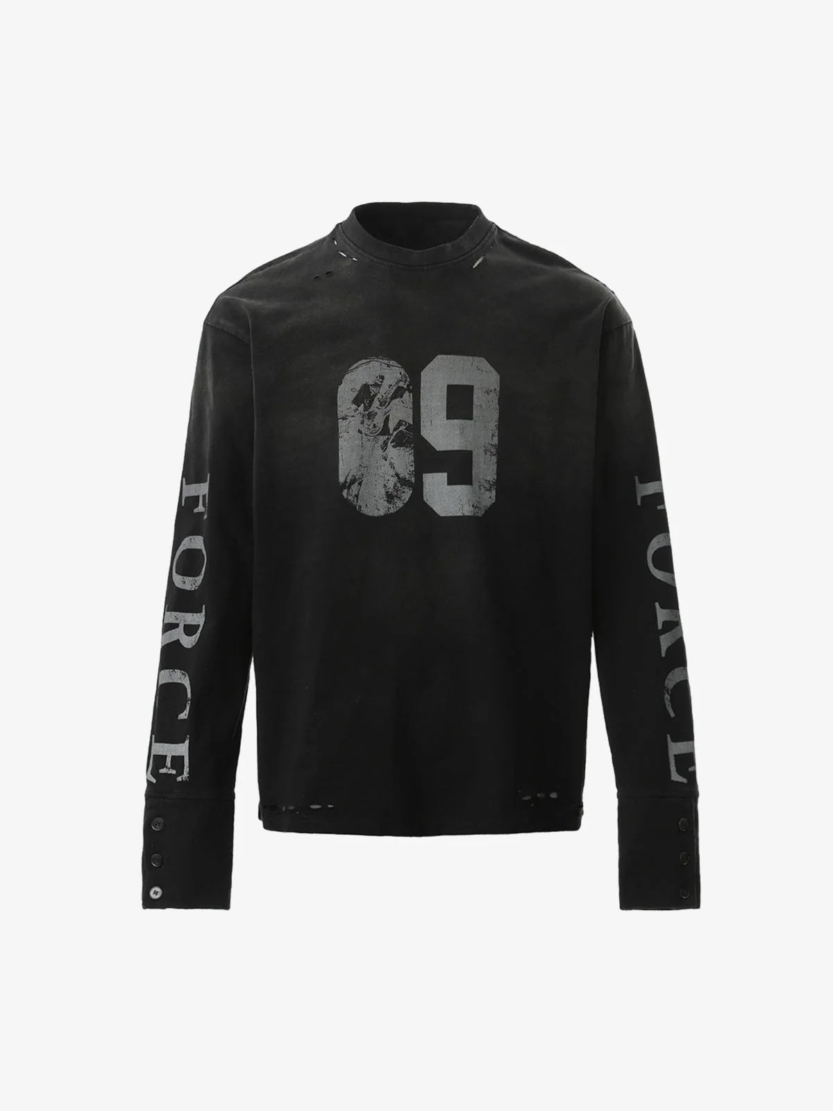Distressed Number 09 Long Sleeve T Shirt-Shirts-Grimstrike