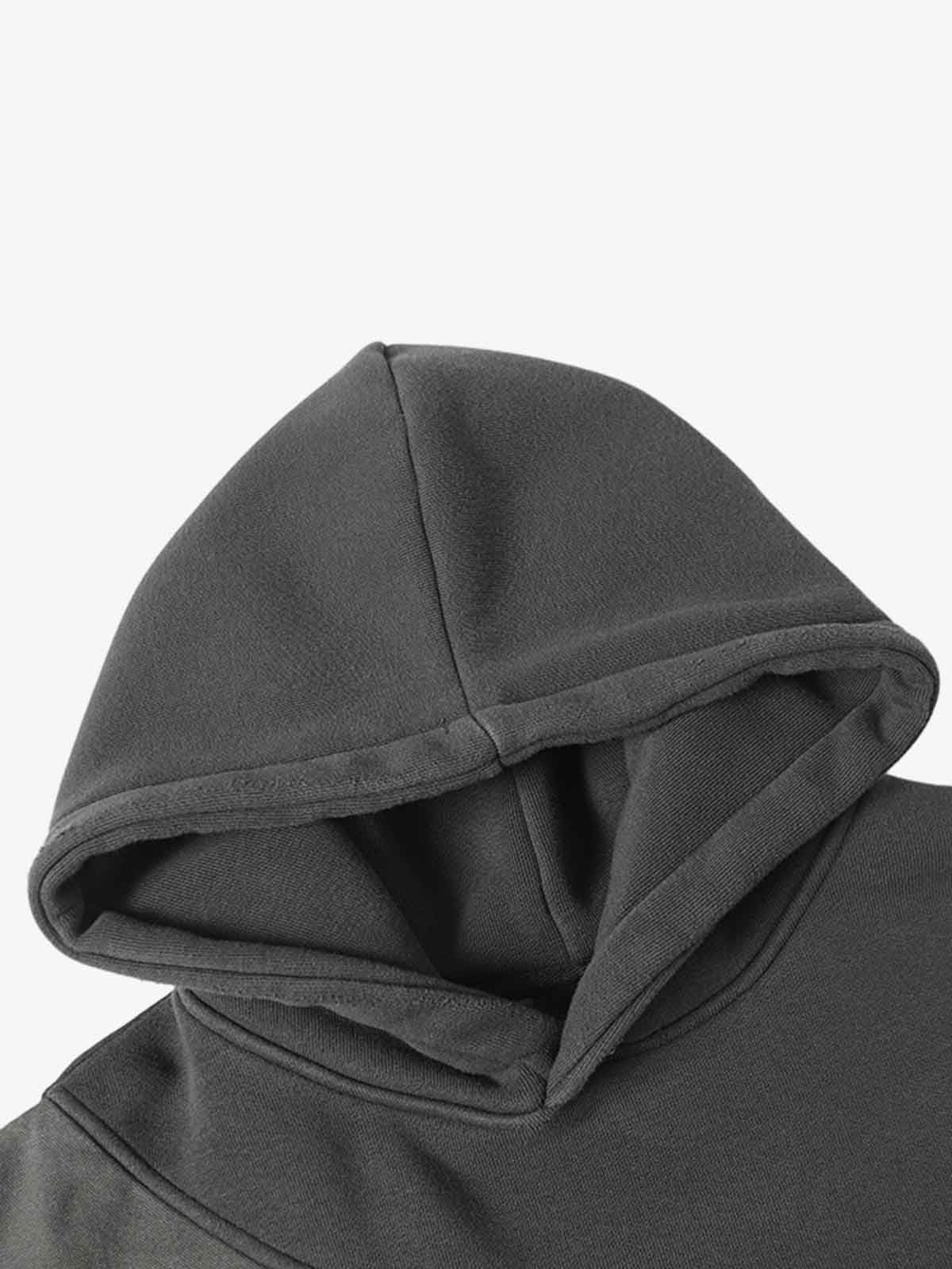 Distressed Patchwork Raw-Hem Hoodie-Hoodies-Grimstrike