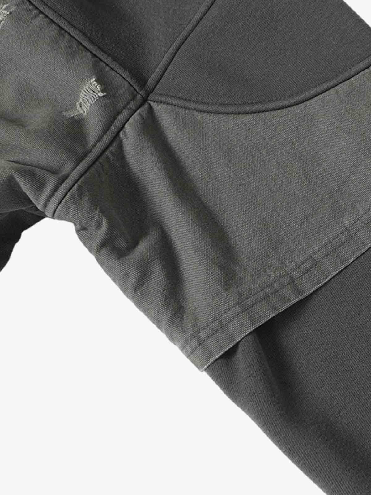 Distressed Patchwork Raw-Hem Hoodie-Hoodies-Grimstrike