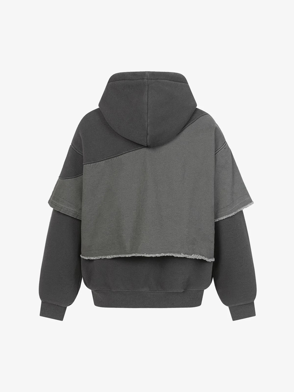Distressed Patchwork Raw-Hem Hoodie-Hoodies-Grimstrike