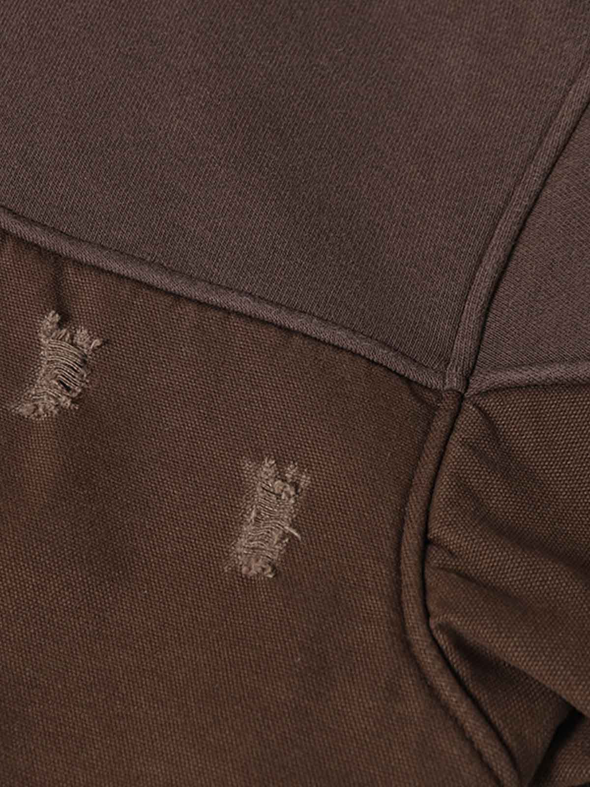 Distressed Patchwork Raw-Hem Hoodie-Hoodies-Grimstrike