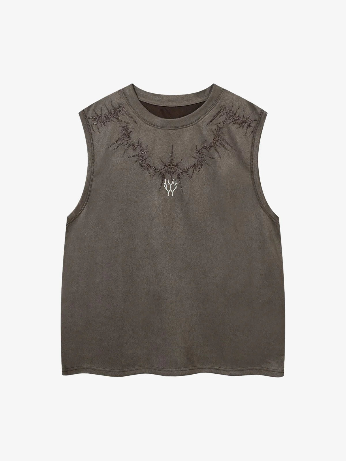 Embroidered Suede-Look Vest-tanktop-Grimstrike
